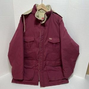 Vintage Swingster Winter Coat, Red, Full Zip with Hood, Large, Kent, USA